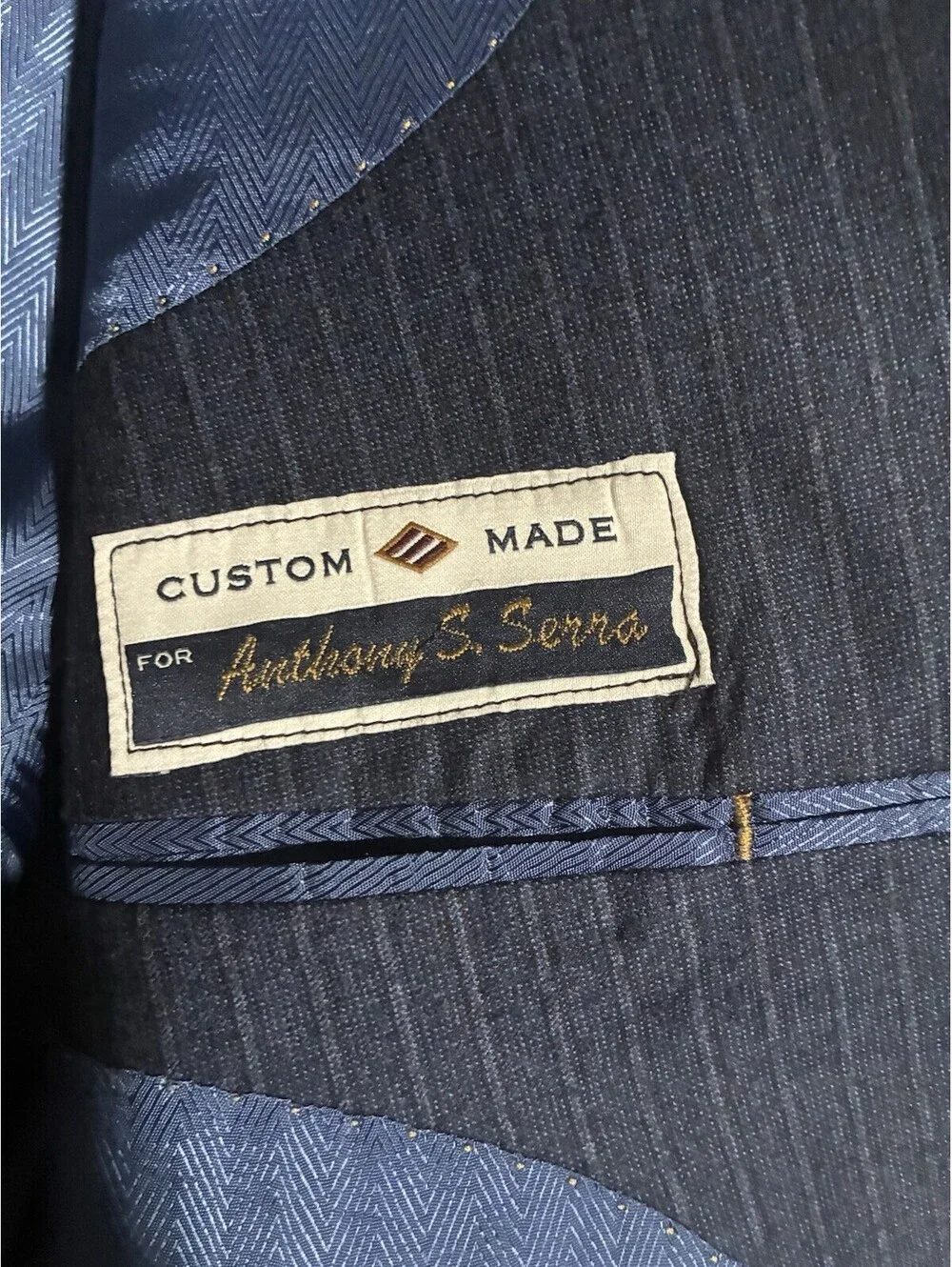Joseph Abboud Custom Made Blazer 56R Navy Pinstripe Wool Cashmere Made In USA